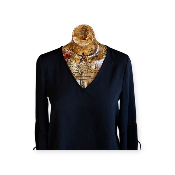 RO & DE blouse statement sleeves black top XS - Picture 2 of 9